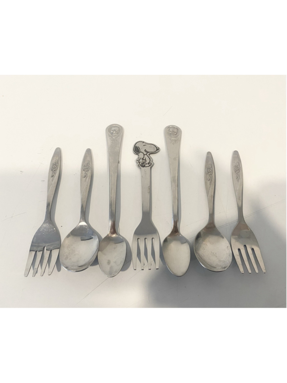 Vintage Baby Child Flatware Lot Gerber Spoons Snoopy Peanuts Fork 7 Pc